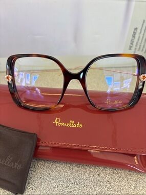 Pomellato Tortoiseshell and Gold Women's Oversized Square RX Glasses